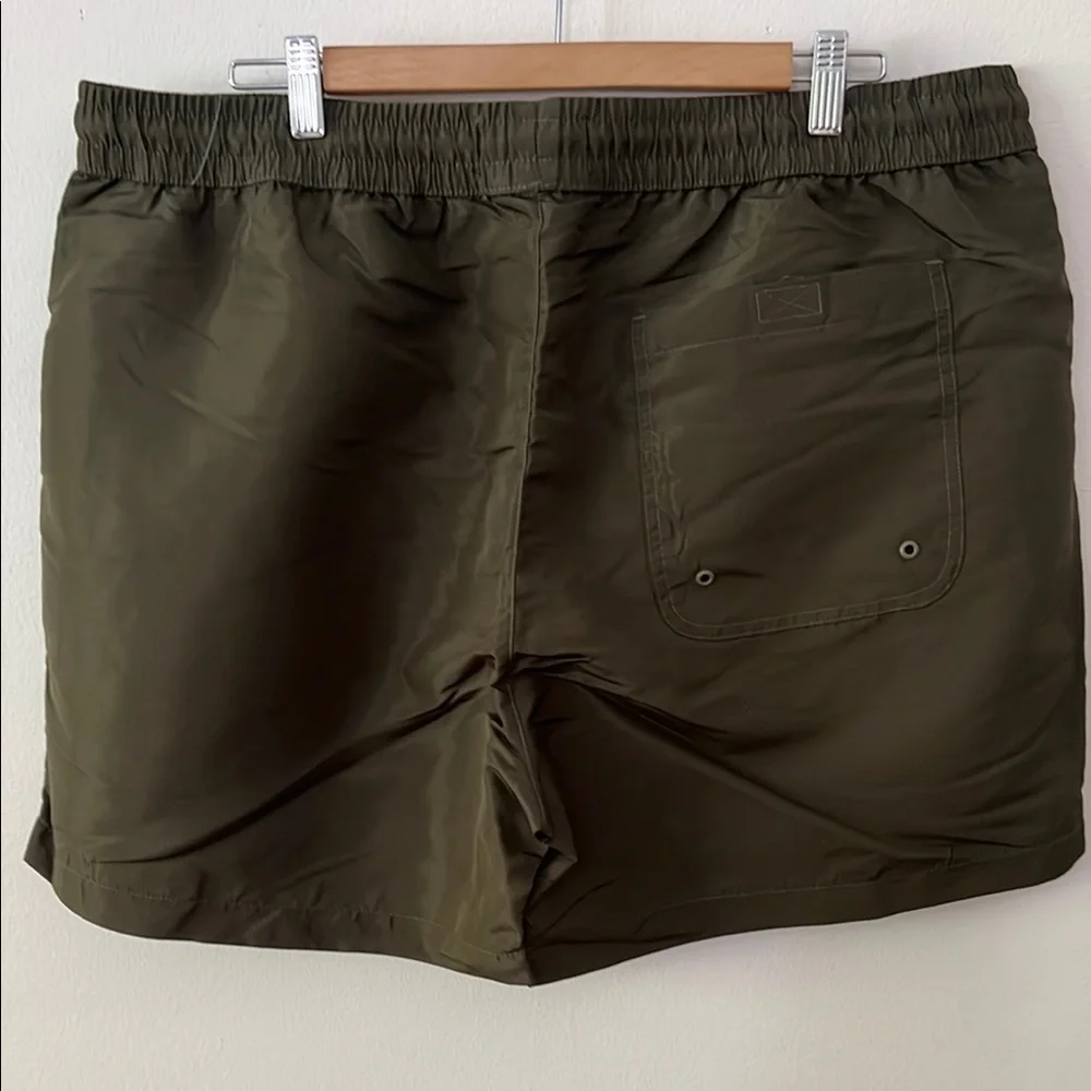 NWT 2XL Forever 21 Men’s Olive Green Swim Trunks Relaxed Quick-Dry Beach Short